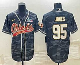 Men's Kansas City Chiefs #95 Chris Jones Grey Camo With Super Bowl LVII Patch Cool Base Stitched Baseball Jersey